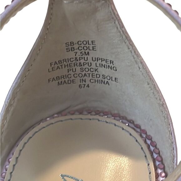 Betsey Johnson Pink Rhinestone Square Toe Ankle Strap Stiletto Heels Sz 7.5 - Picture 8 of 12